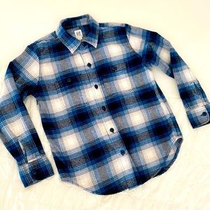 GAP Blue and White Plaid Kids flannel Shirt